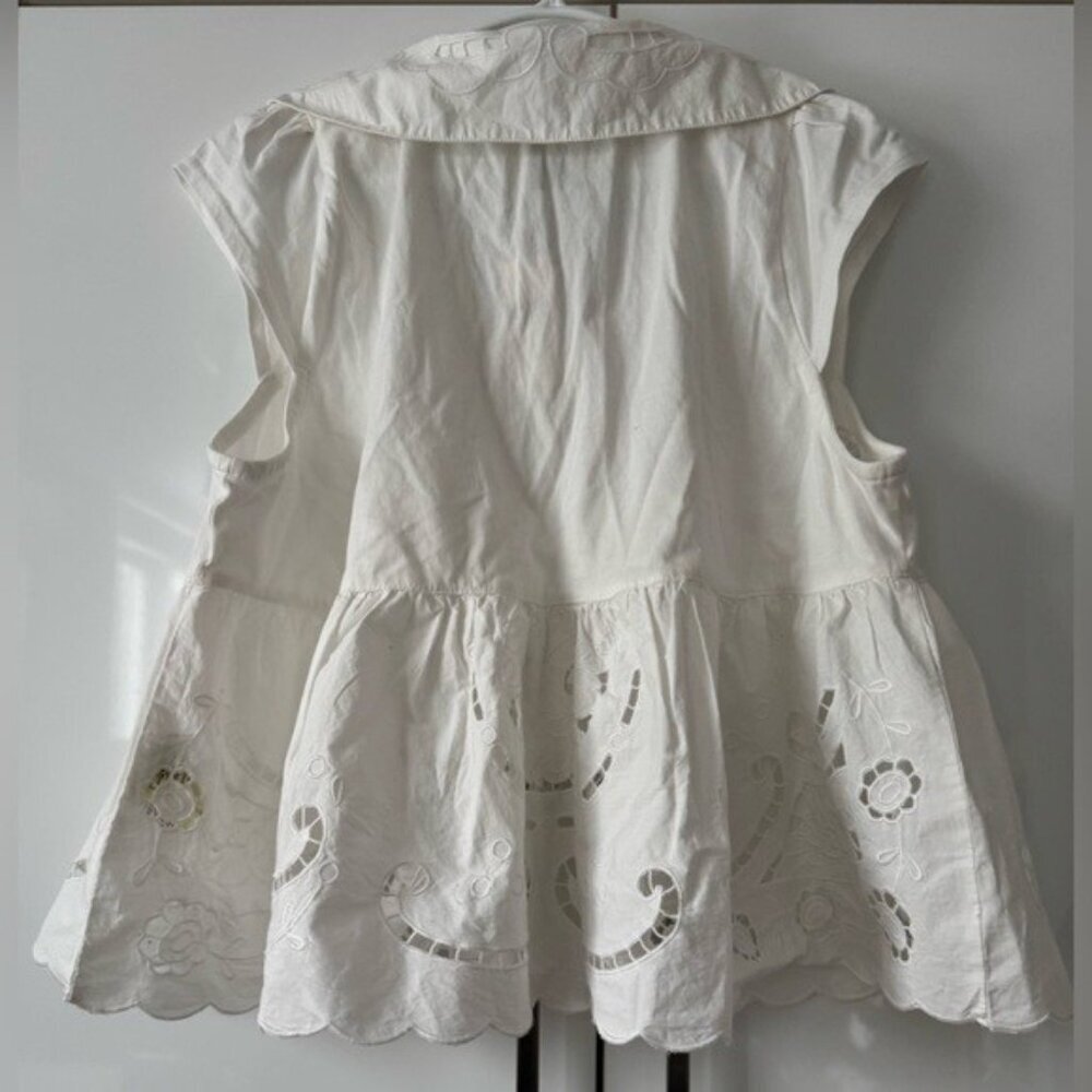 NWT Size XL - Anthropologie Cutwork Babydoll Blouse 100% Cotton (NWT US$ 88) - Picture 10 of 16